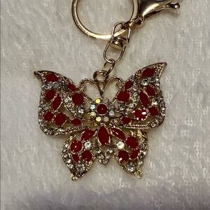 Red and Gold Butterfly Keychain
